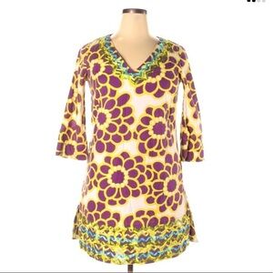 ⏰Boden sz 14 purple floral 3/4 sleeve V-neck dress